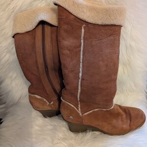UGG Brown Shearling-Lined Winter Boots